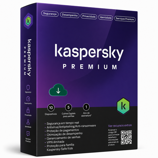 Antivírus Kaspersky Premium: 10 Dispositivos / 1 Ano| Proteção Total
