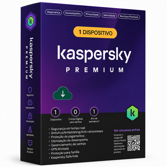 Antivírus Kaspersky Premium: 1 Dispositivo / 1 Ano