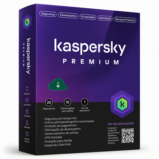 Antivírus Kaspersky Premium: 20 Dispositivos / 1 Ano | Proteção Total