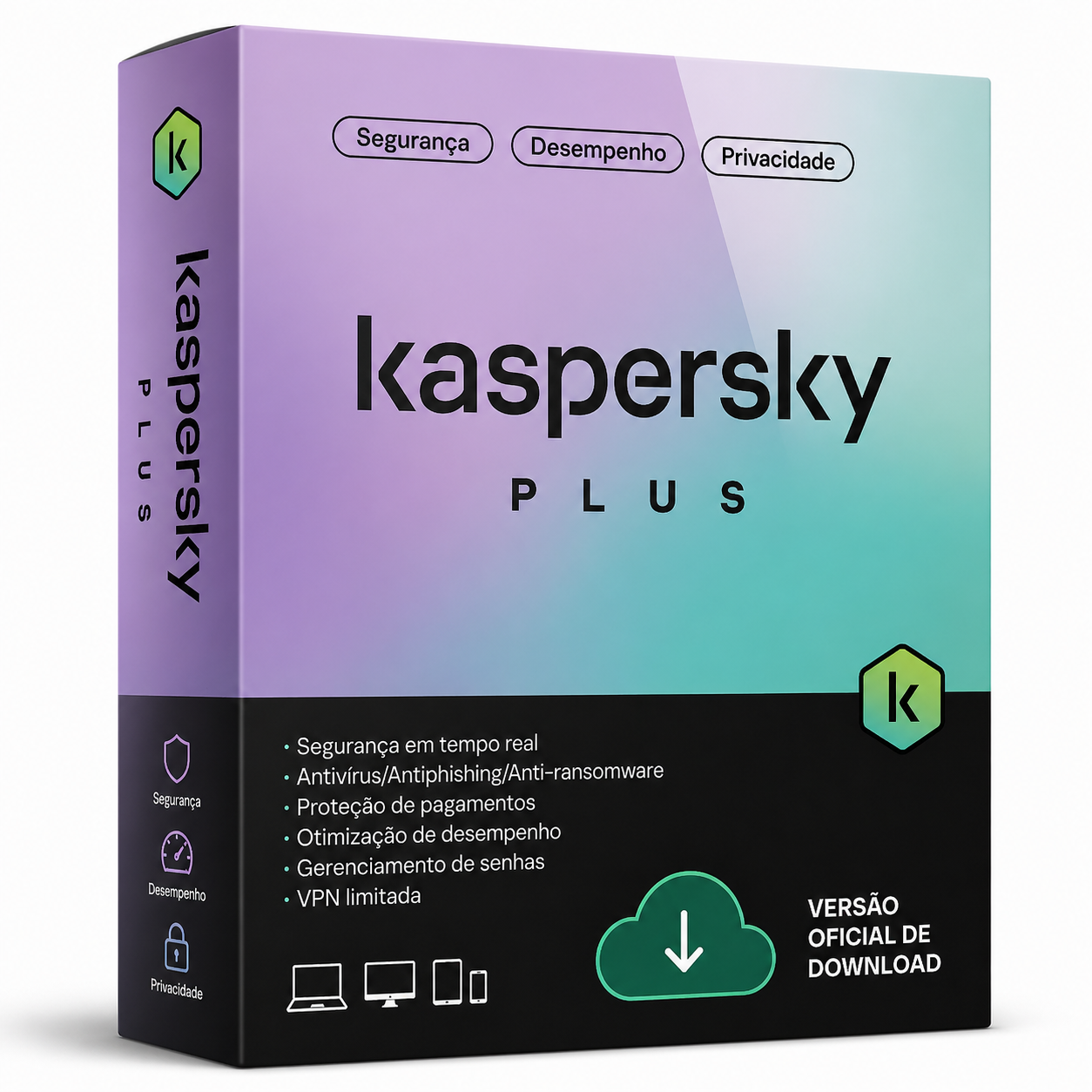 Kaspersky Plus 5 Dispositivos / 2 Anos | Antivírus com VPN