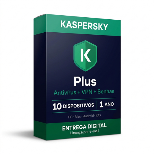 Kaspersky Plus – 10 Dispositivos – 1 Ano